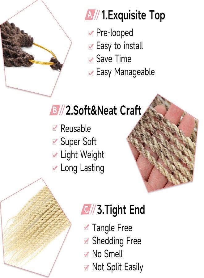 Befunny Ombre Blonde Senegalese Twist Crochet Hair-8 Packs 18 Inch Senegalese Twist Crochet Braids For Black Women,Pre Looped Braids Hair Extension(18in,T4/613#) - Image 5